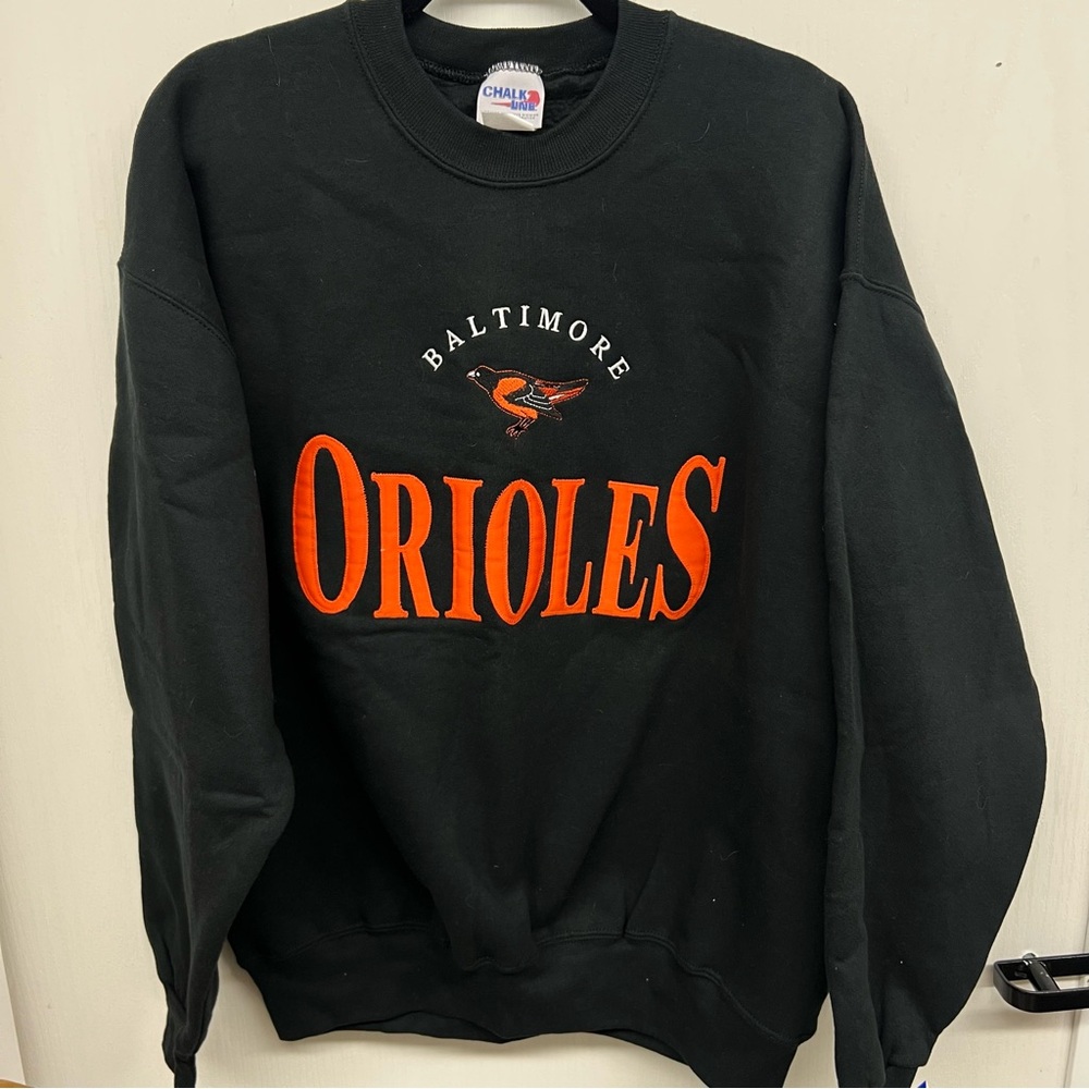 Champion Black and Orange Baltimore Orioles Crewneck Sweater